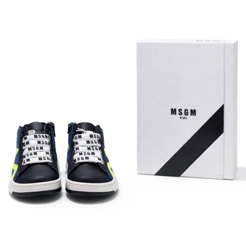 MSGM Toddler BOMB.451+PAND Leather Neoprene High-Top Sneakers Size 20 EU
